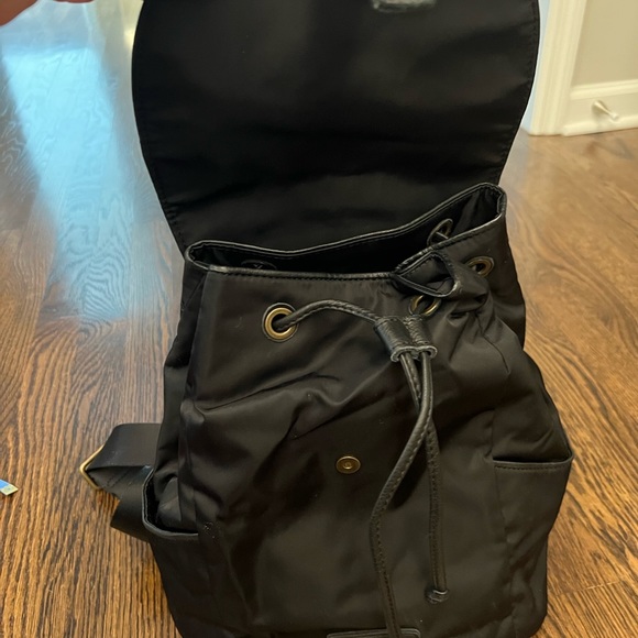 Leibskind Black Nylon Backpack. Leather details. Many pockets. main image 4